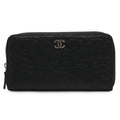 Chanel Camellia Coco Mark Zip Wallet Round Zipper Long Lambskin Leather
