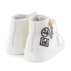Hermes Iriko Logo Patch Canvas Leather Lace Up High Cut Sneakers White 37.5 — view 3
