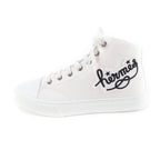 Hermes Iriko Logo Patch Canvas Leather Lace Up High Cut Sneakers White 37.5 — view 5