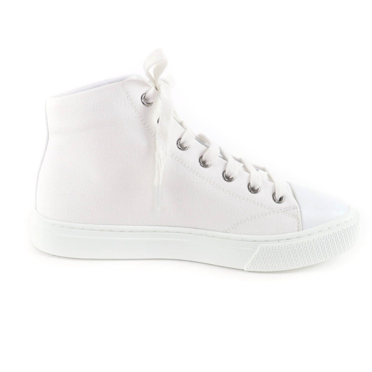 Hermes Iriko Logo Patch Canvas Leather Lace Up High Cut Sneakers White 37.5 — view 6