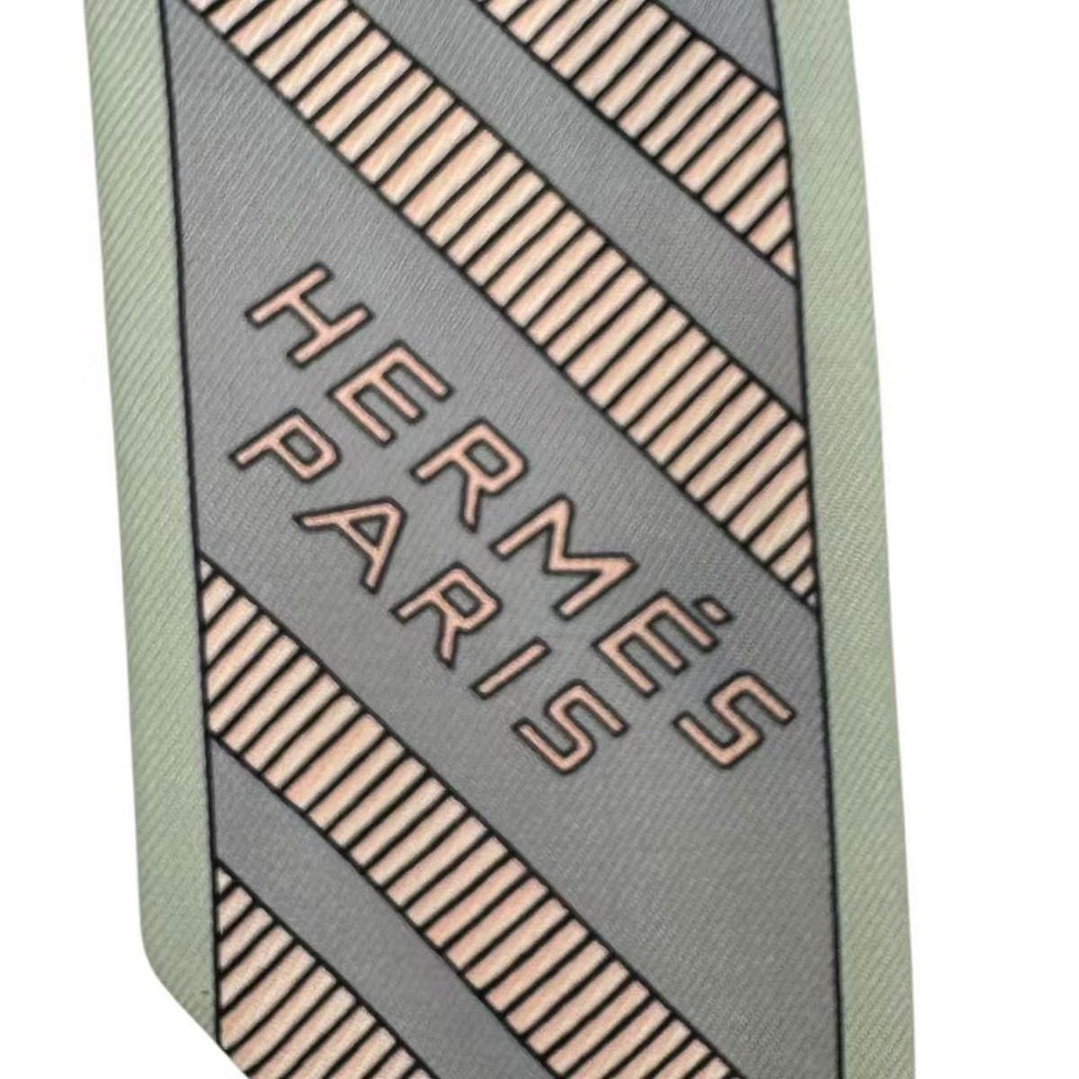 Hermes Twilly Balade en Berline Off Silk Scarf Gray — view 4