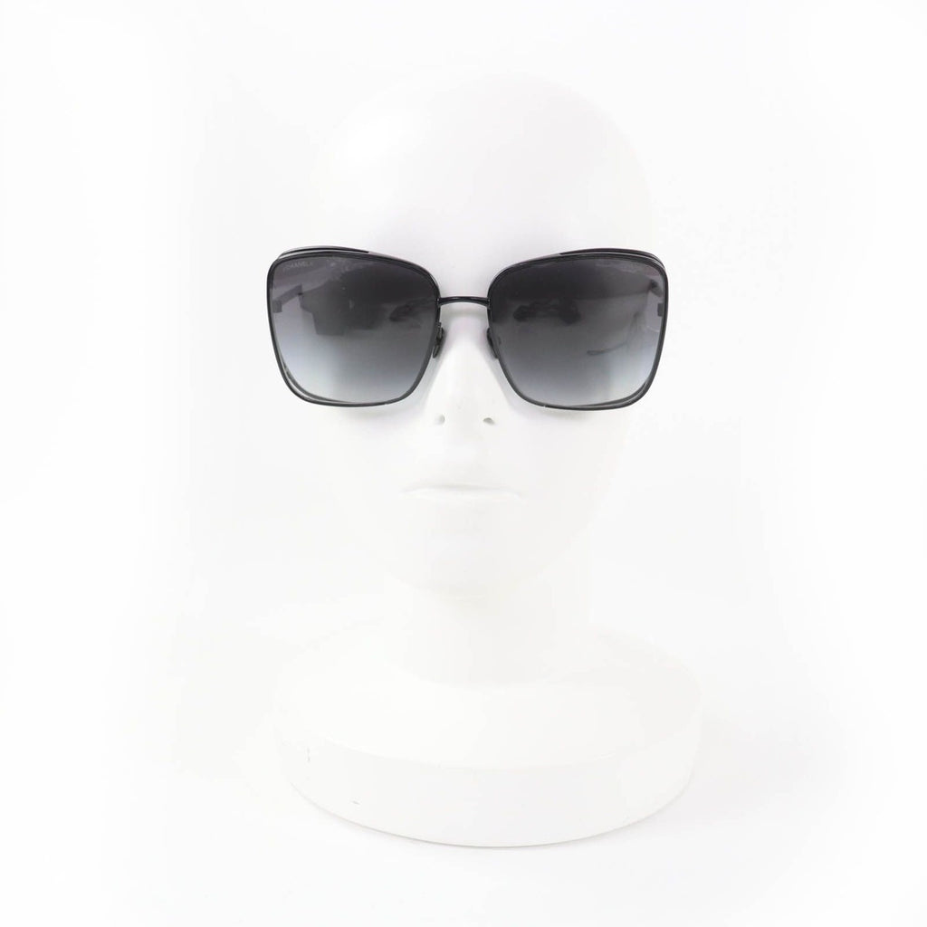 Chanel Logo Square Sunglasses Eyewear Black with Case — view 3
