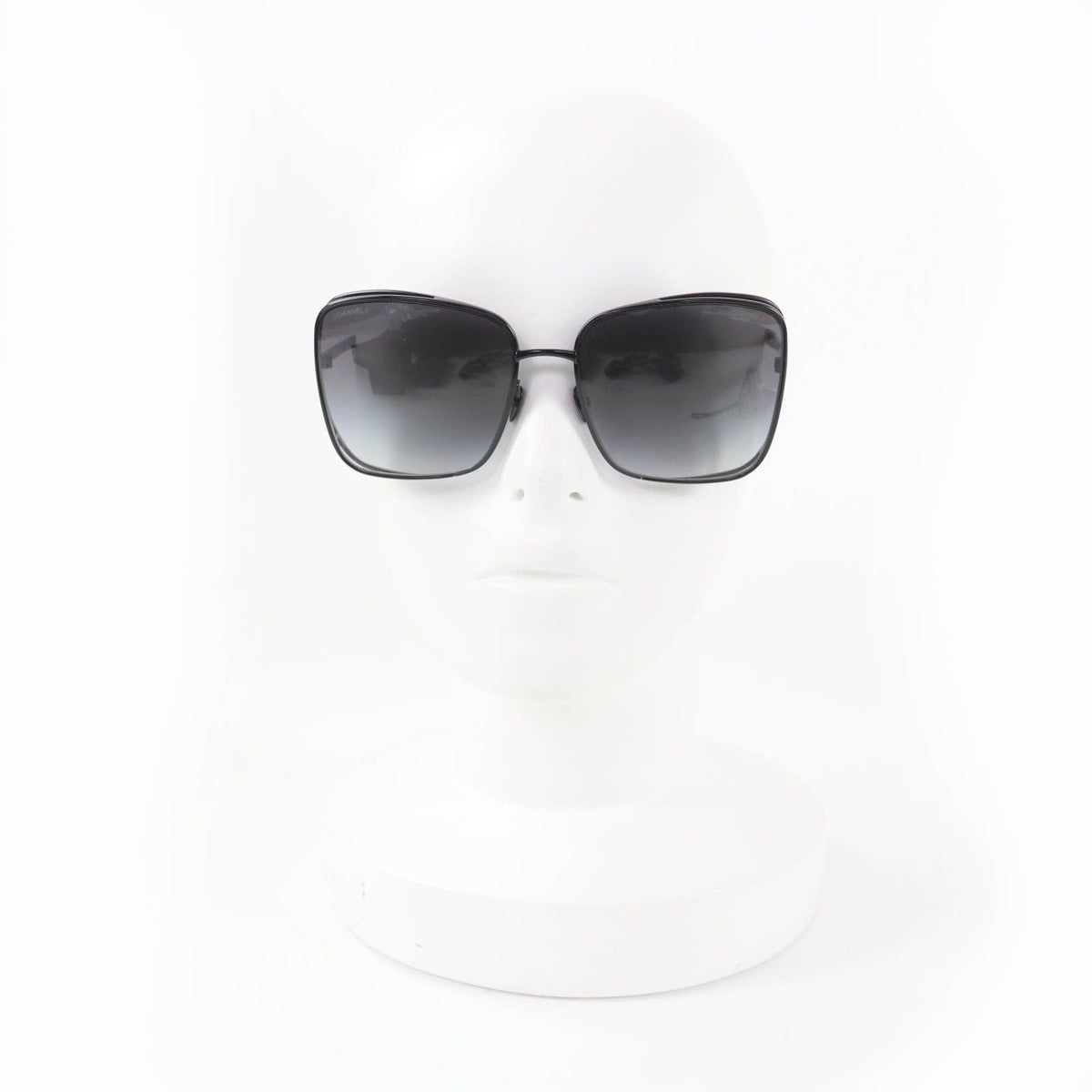 Chanel Logo Square Sunglasses Eyewear Black with Case — view 3