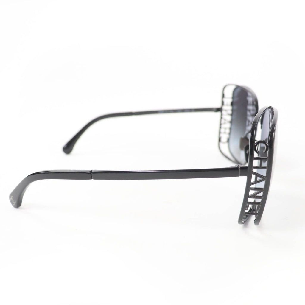 Chanel Logo Square Sunglasses Eyewear Black with Case — view 6
