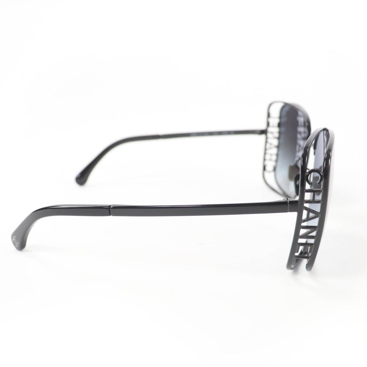 Chanel Logo Square Sunglasses Eyewear Black with Case — view 6