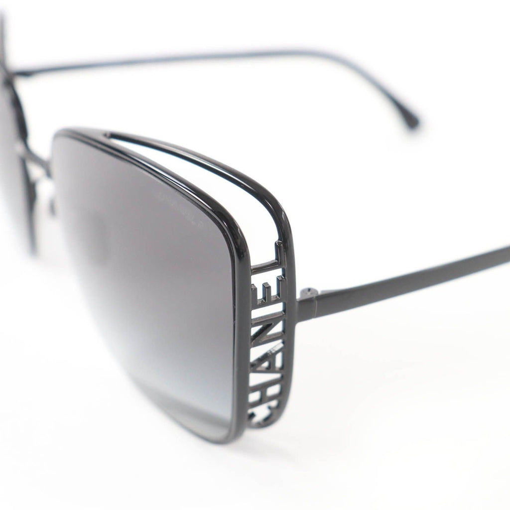 Chanel Logo Square Sunglasses Eyewear Black with Case — view 8