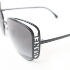 Chanel Logo Square Sunglasses Eyewear Black with Case — view 8