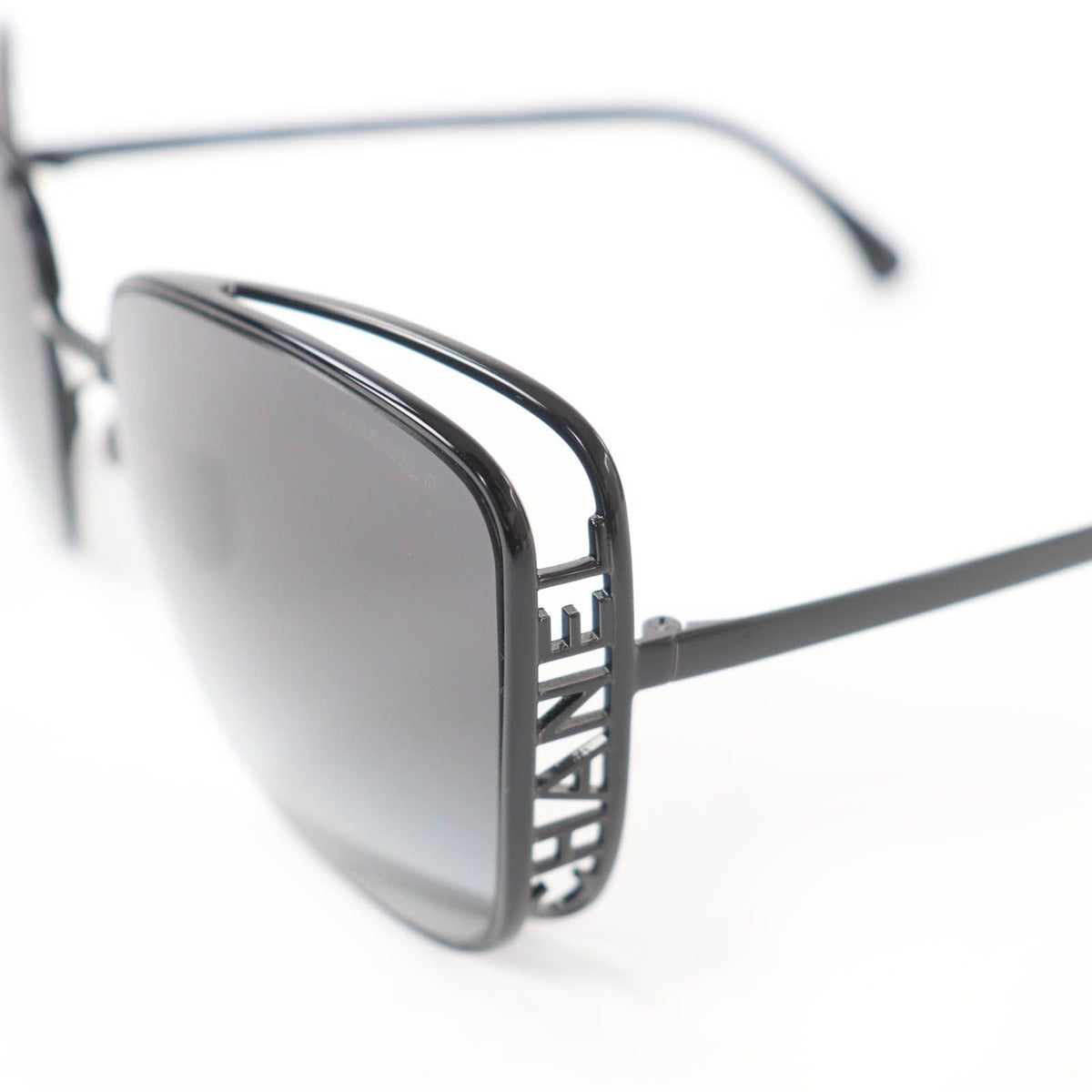 Chanel Logo Square Sunglasses Eyewear Black with Case — view 8