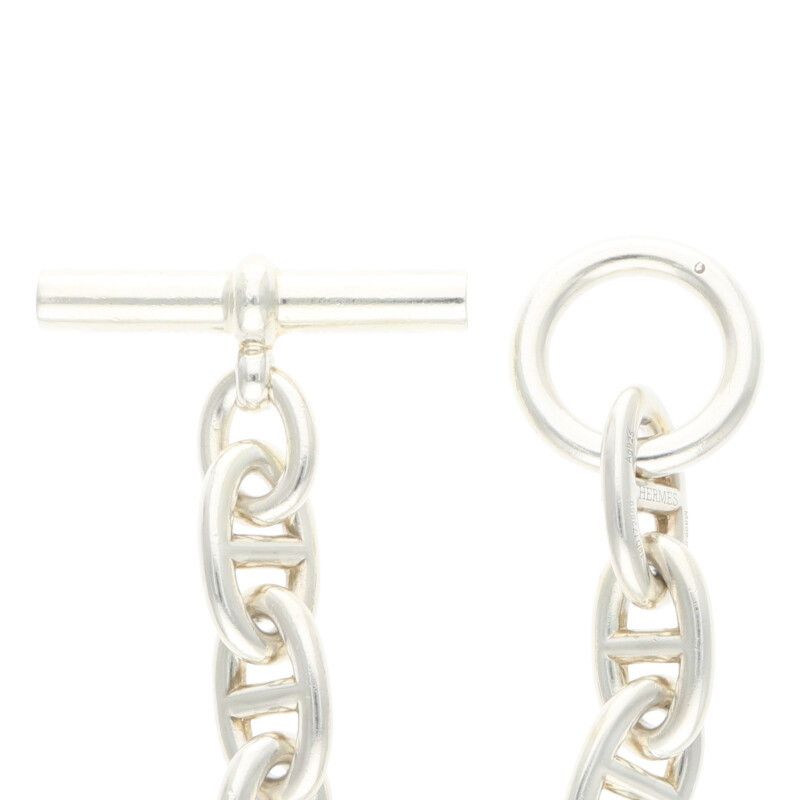 Hermes Chaine Dancre TGM Silver Bracelet 10 Link — view 5