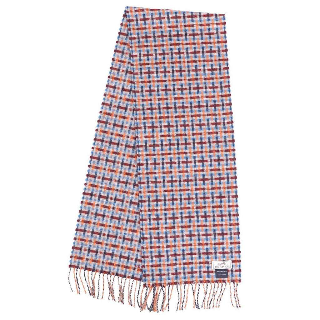 Hermes Muffler Shawl Ecose Logo Cashmere Scarf — view 2