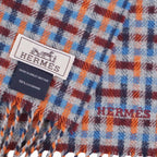 Hermes Muffler Shawl Ecose Logo Cashmere Scarf — view 5