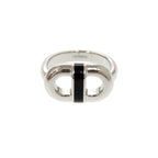 Hermes Myon Size T60 Metal Silver Black Ring 1082