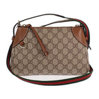 Gucci GG Emblem Small Faeaa 2-Way Shoulder Bag Leather Brown Gold