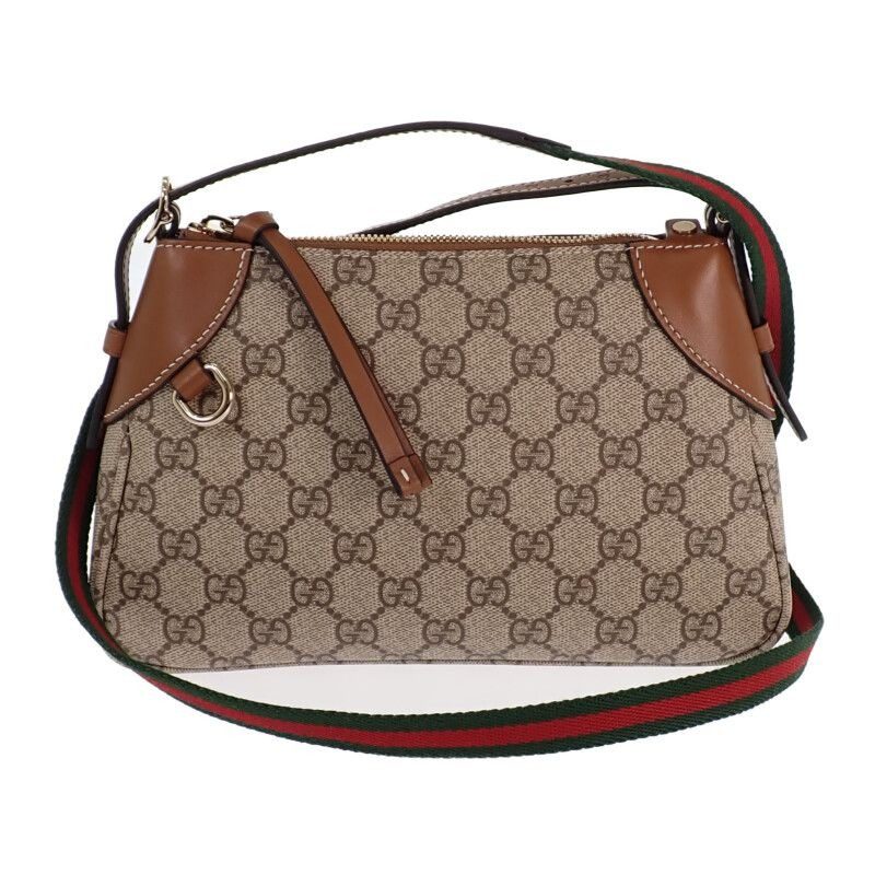 Gucci GG Emblem Small Faeaa 2-Way Shoulder Bag Leather Brown Gold