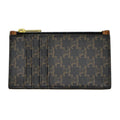 Celine Triomphe Coin Case Holder Tan Gold Hardware Leather