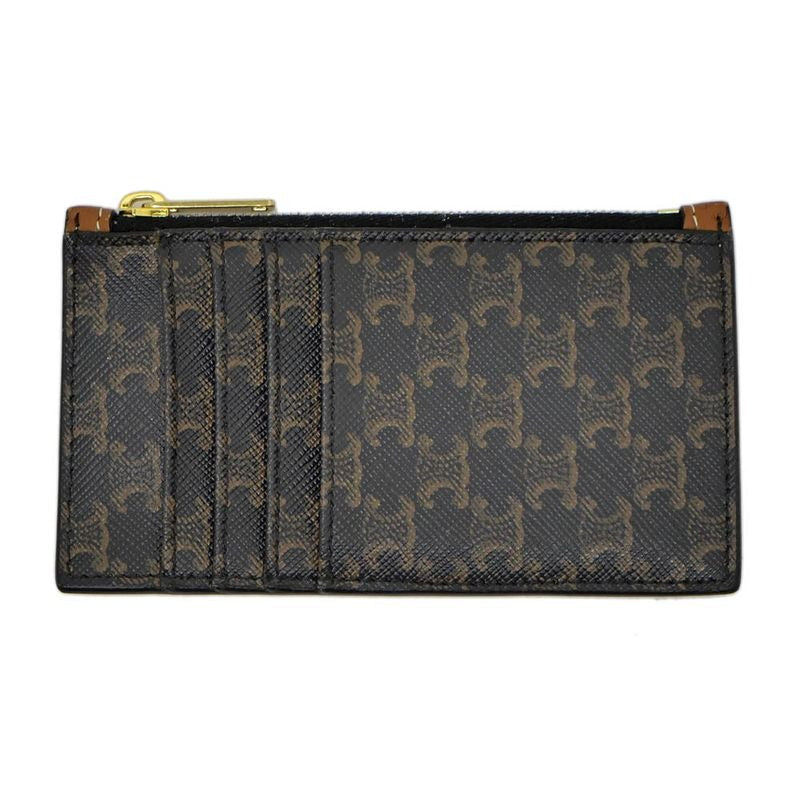 Celine Triomphe Coin Case Holder Tan Gold Hardware Leather — view 2