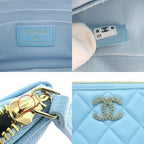 Chanel Flat Pouch Quilted Light Blue Gdhardware Caviar — view 8