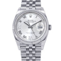 Rolex Datejust 36 SS 18k White Gold Watch Silver Dial VI IX Diamond