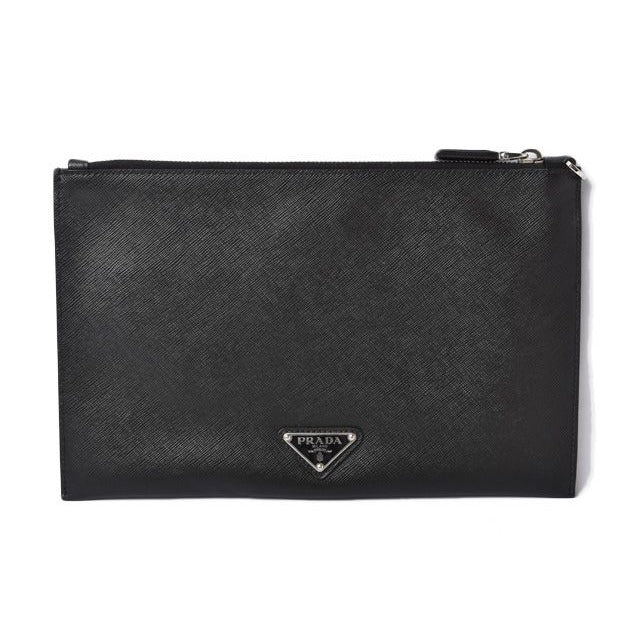 Prada Clutch Bag Travel Pouch Saffiano Patch Patchwork Black Azzurro — view 3