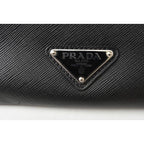 Prada Clutch Bag Travel Pouch Saffiano Patch Patchwork Black Azzurro — view 4