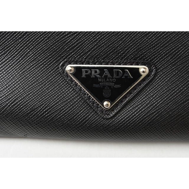 Prada Clutch Bag Travel Pouch Saffiano Patch Patchwork Black Azzurro — view 4