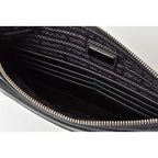 Prada Clutch Bag Travel Pouch Saffiano Patch Patchwork Black Azzurro — view 6