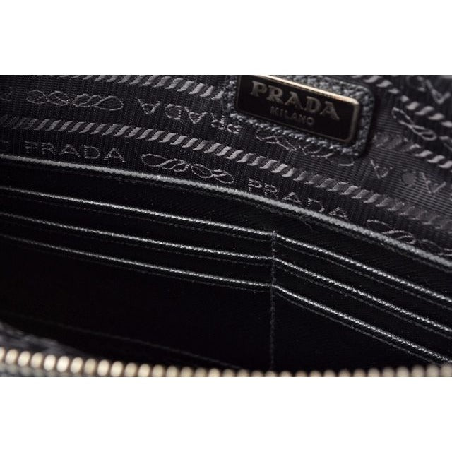 Prada Clutch Bag Travel Pouch Saffiano Patch Patchwork Black Azzurro — view 8