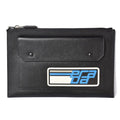 Prada Clutch Bag Travel Pouch Saffiano Patch Patchwork Black Azzurro