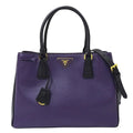 Prada 2-Way Shoulder Bag Galleria Large Saffiano Purple Black Logo Fashionable