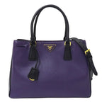 Prada 2-Way Shoulder Bag Galleria Large Saffiano Purple Black Logo Fashionable