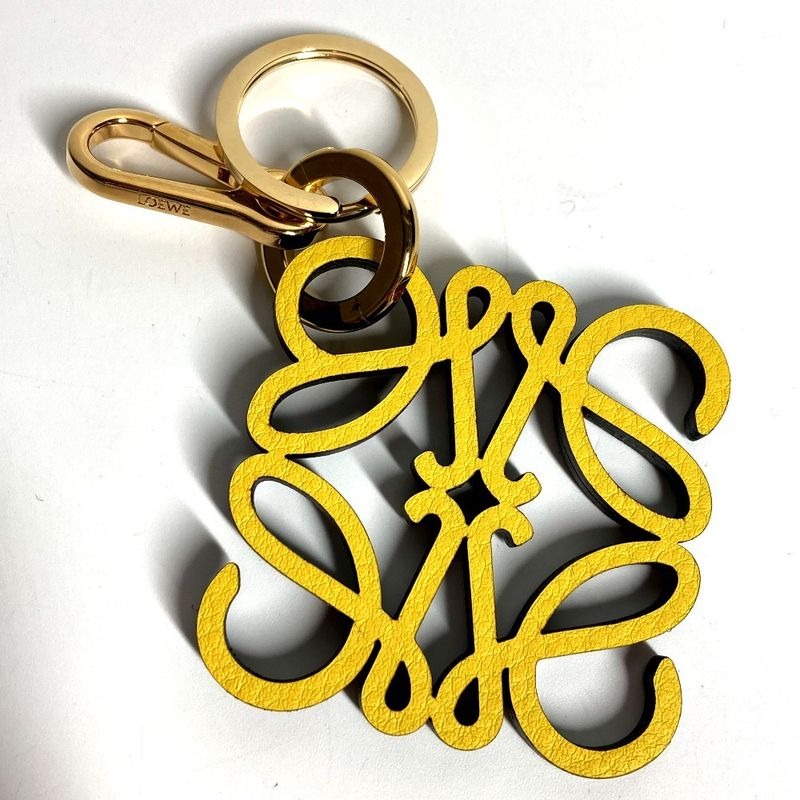 Loewe Key Holder Anagram Charm in Calf X06 Leather Yellow