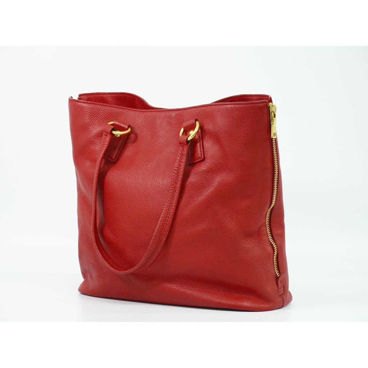 Prada Leather Shoulder Bag Tote Red — view 2