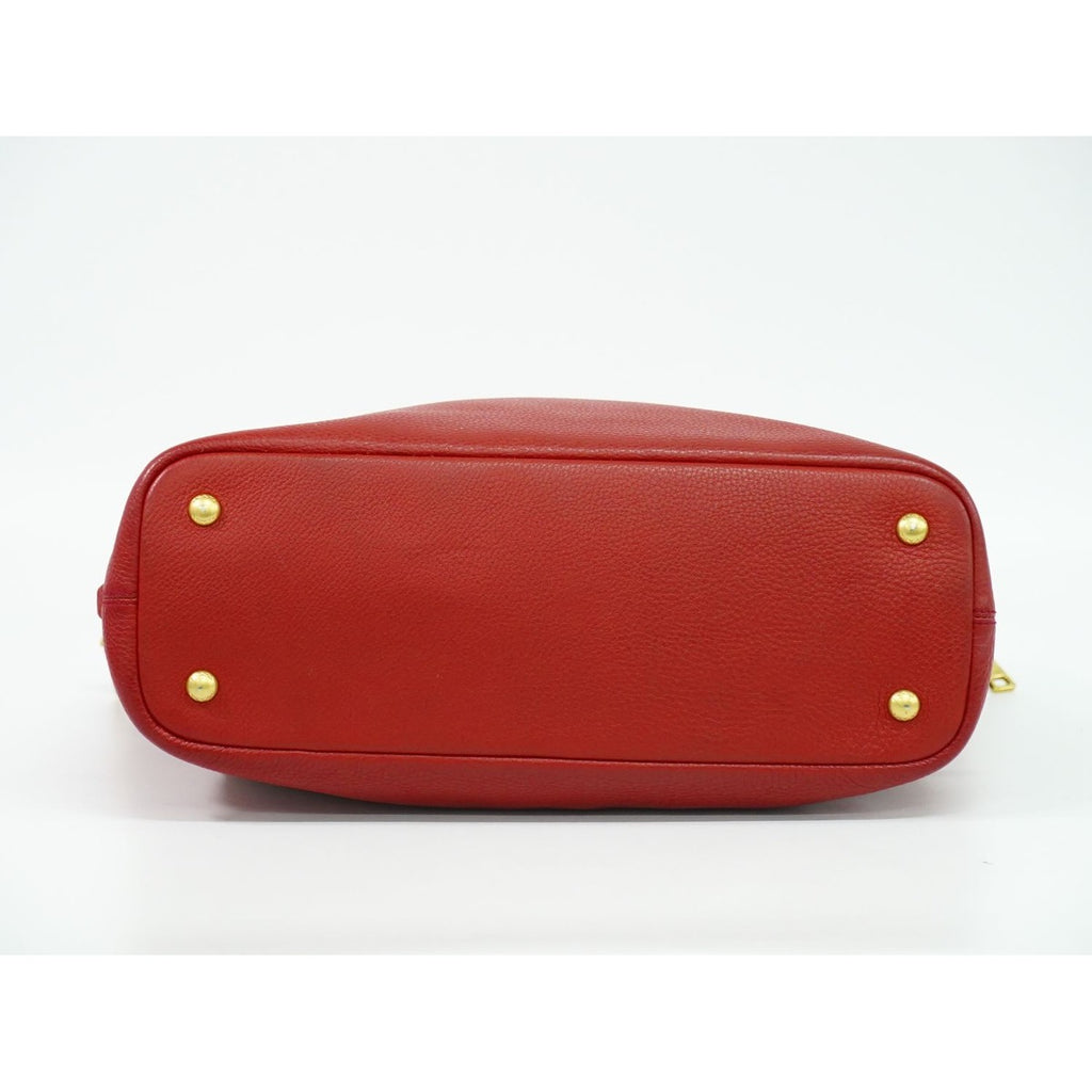 Prada Leather Shoulder Bag Tote Red — view 3