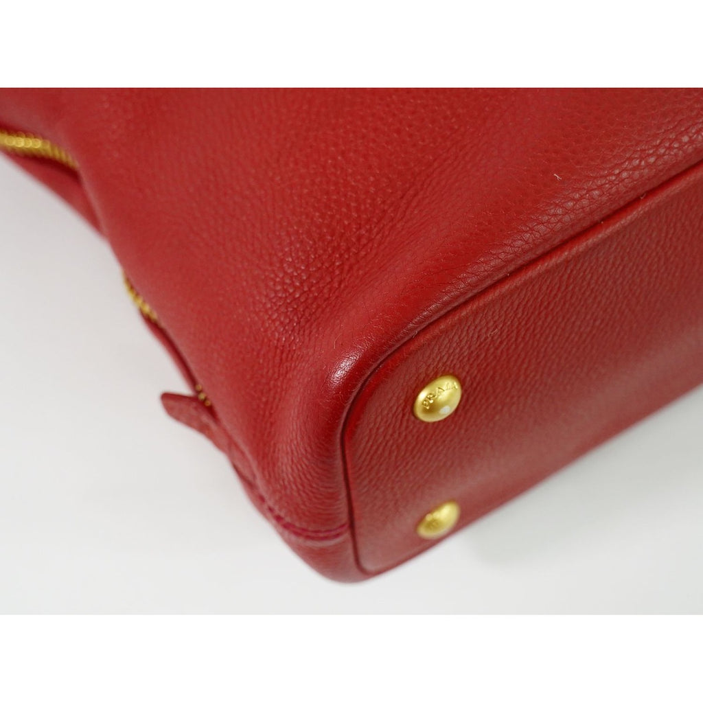 Prada Leather Shoulder Bag Tote Red — view 4