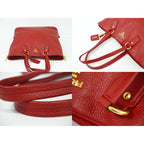 Prada Leather Shoulder Bag Tote Red — view 6