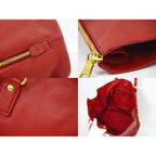 Prada Leather Shoulder Bag Tote Red — view 7