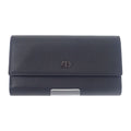 Dior Long Flap Wallet 2 Cdi h00 N Calf Black Silver Hardware