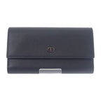 Dior Long Flap Wallet 2 Cdi h00 N Calf Black Silver Hardware