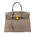 Hermes Birkin 30 Taurillon Noviyo Griasphalt Hand Bag Gold