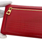 Loewe Bifold Long Wallet Red Linen 10188 K98 Leather — view 9