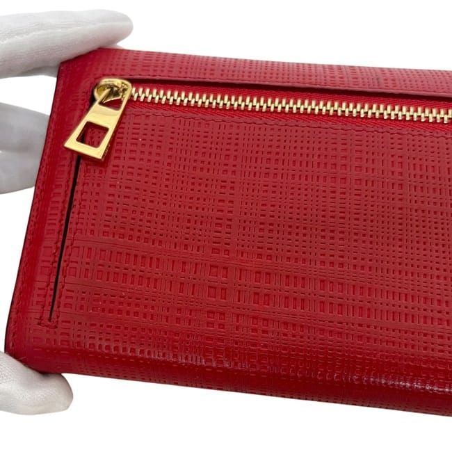 Loewe Bifold Long Wallet Red Linen 10188 K98 Leather — view 9