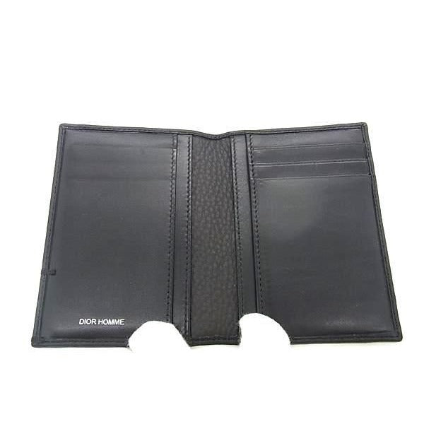 Dior Card Case Homme Black Leather CD Logo Silver — view 3