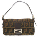 Fendi Zucca Pattern Mamma Bucket Leather Nylon Jacquard Brown Handbag