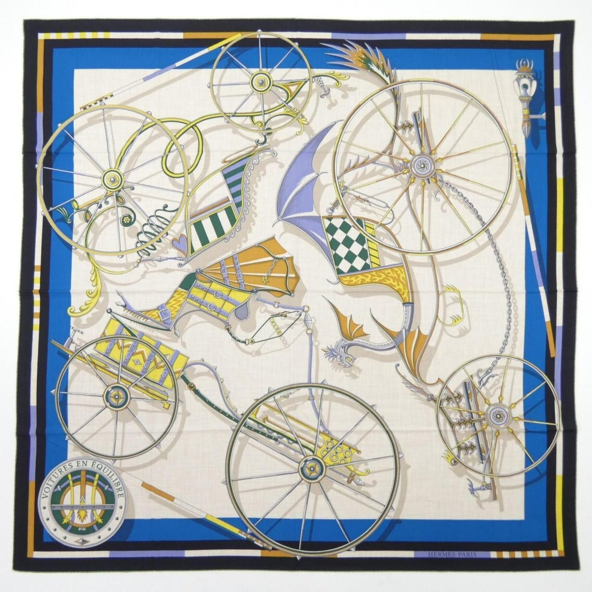 Hermes Voitures en Equilibre Carre Shawl Scarf