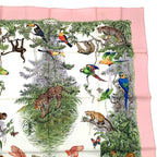 Hermes Scarf Carre 90 Equateur Equatorial Animal Bird Allover Silk Pink Bag — view 4