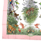 Hermes Scarf Carre 90 Equateur Equatorial Animal Bird Allover Silk Pink Bag — view 5