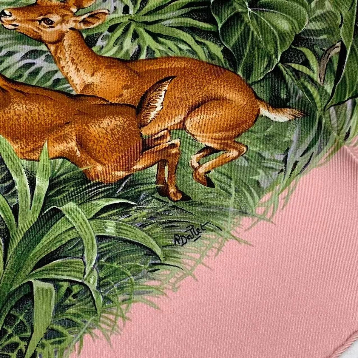 Hermes Scarf Carre 90 Equateur Equatorial Animal Bird Allover Silk Pink Bag — view 8