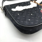 Louis Vuitton Monogram Comte Douffe Satin Shoulder Bag Black Purse — view 5