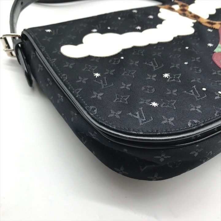Louis Vuitton Monogram Comte Douffe Satin Shoulder Bag Black Purse — view 5