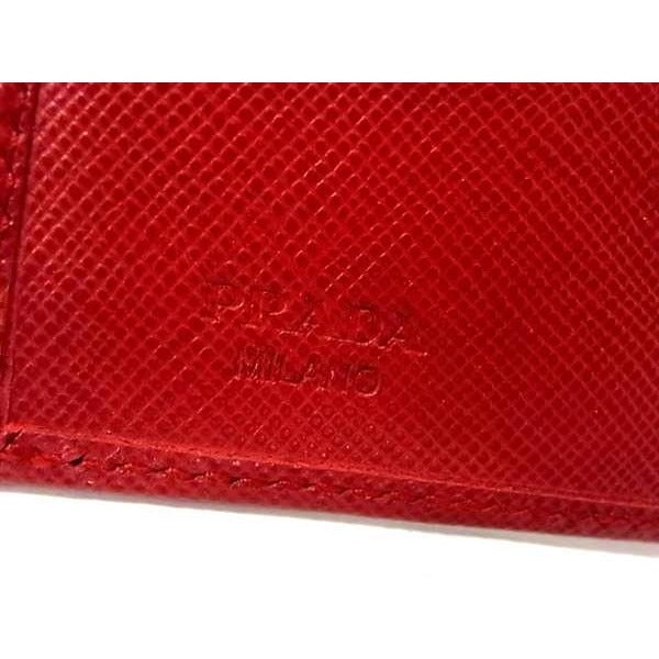 Prada Wallet Trifold Red Saffiano Leather Women Gold Hardware — view 2